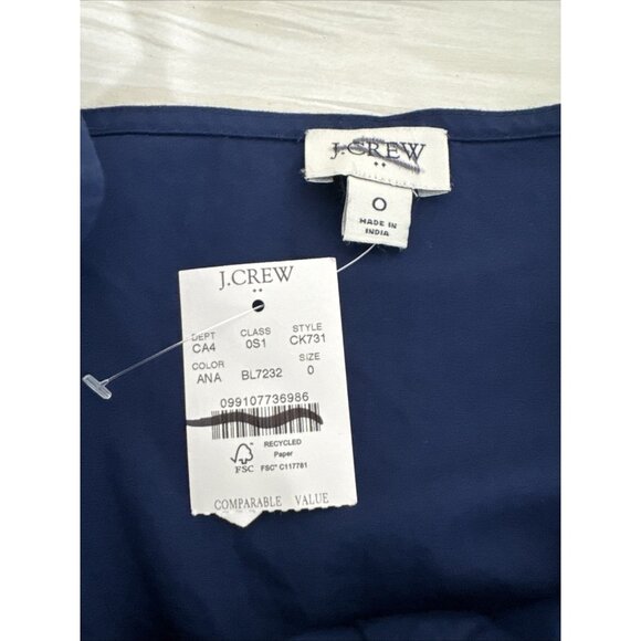 J.Crew Women's 0 Sleeveless Button Front Sweetheart Dress Blue Belt NWT - FLAW - Picture 7 of 14